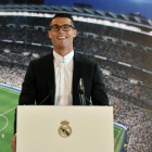 Cristiano Ronaldo, en el acto de presentación de su renovación con el Madrid.