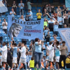 La afición del Manchester City, durante el último encuentro de Premier en casa