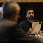 Roger Torrent preside la reunión de la Mesa del Parlament, este martes.