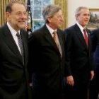 Solana, Juncker, Bush y Durao Barroso en el Despacho Oval de la Casa Blanca