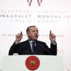 El presidente turco Recep Tayyip Erdogan durante su discurso en Estambul. TURKISH PRESIDENT PRESS OFFICE