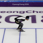 Sesión de entrenamiento de patinaje de velocidad en los Juegos de Invierno 2018.