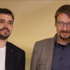 Los líderes de IU, Alberto Garzón, y de En Comú Podem, Xavier Domènech.