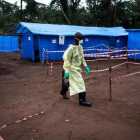 Unidad de cuarentena contra el ébola en Muma (República Democrática del Congo).