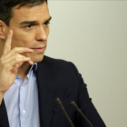 Pedro Sánchez, el pasado lunes en la sede del PSOE.