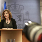Sáenz de Santamaría, durante la rueda de prensa posterior al Consejo de Ministros.