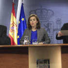 Margallo, Sáenz de Santamaría y Gallardón, ayer, tras el consejo de ministros.