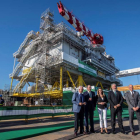 La presidenta de Andalucía y los presidentes de Iberdrola, Sánchez Galán y Navantia. ROMÁN RÍOS
