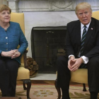Merkel y Trump, durante su reunión en el Despacho Oval de la Casa Blanca, en Washington, el 17 de marzo.