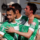 Los jugadores del Atlético Astorga celebran un gol durante la presente temporada. MARCIANO PÉREZ