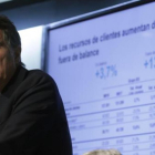 El consejero delegado del Banc Sabadell, Jaime Guardiola,  en la rueda de prensa celebrada en Madrid para presentar los resultados.