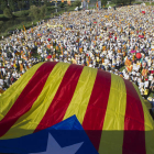 Un instante de las manifestaciones que han convocado las entidades independentistas. ADRIÁN ROPERO