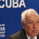 Rueda de prensa de Margallo al final de su visita, en La Habana.