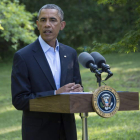 El presidente de los EE UU, Barack Obama, tras su regreso de las vacaciones el pasado lunes.