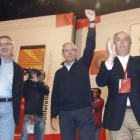 Blanco y el ex presidente de la Xunta de Galicia, Touriño, durante la conferenia del PSdeG.