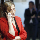 La presidenta del Parlament, Carme Forcadell, en la sede de la institución que preside. ANDREU DALMAU