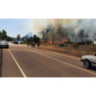 Incendio provocado ayer en Lugán, que prendió un pinar. J.A.G.