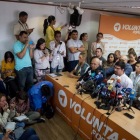 Miembros de la opositora MUD en una rueda de prensa celebrada el miércoles en Caracas.