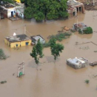 Vista aérea de las inundaciones en la India.