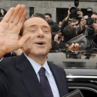 Silvio Berlusconi, a su salida del Palacio de Justicia.
