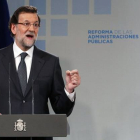 Mariano Rajoy, el lunes, durante la clausura de una jornada sobre la reforma de las administraciones públicas.