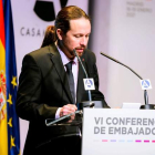 Pablo Iglesias, en la conferencia de embajadores representando al Gobierno. MAEC
