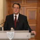 El presidente chipriota, Nicos Anastasiades, en un discurso televisado.