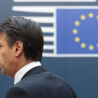 El primer ministro italiano, Giuseppe Conte, durante una cumbre europea en Bruselas. HOSLET