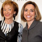 La exvicepresidenta María Teresa Fernández de la Vega y la ministra de Defensa, Carme Chacón.