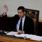 Juan Guaidó  durante una sesion de la Asamblea Nacional en el Palacio Federal Legislativo.
