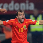 El delantero macedonio Goran Pandev, durante un partido con su selección.