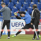 Iker Casillas durante el entrenamiento en Basilea.