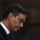 Pedro Sánchez, en su última intervención en el Congreso de los Diputados.