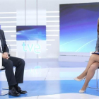 Rajoy, con Ana Blanco, en los estudios de TVE.