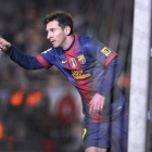 Leo Messi celebra el segundo gol del equipo blaugrana ante el Córdoba.