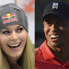 La esquiadora Lindsey Vonn y el golfista estadounidense Tiger Woods.
