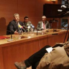 Casado, Macías, Ramón y Azuara, durante la presentación del convenio en las instalaciones de la Ciud