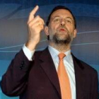 Mariano Rajoy durante su comparecencia en la sede del Partido Popular