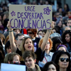 Manifestación feminista en Madrid para protestar contra la sentencia del caso de la Manada, el pasado viernes.
