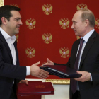 Tsipras y Putin firman un Plan de Acción conjunto para 2015-2016 en el Kremlin.