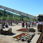 Los mineros del Bierzo durante la reunión que mantuvieron en el pozo pozo de Santa Cruz.