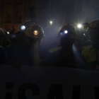 Mineros durante la última manifestación nocturna en León