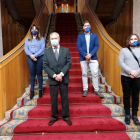 María González Albert, José Álvarez García, Iván Alonso y Raúl Rodríguez Canca, en el Parlamento de Galicia. DL