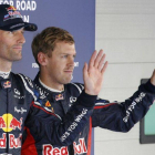 Mark Webber y Sebastian Vettel copan la primera línea del GP de Corea del Sur.