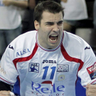 Ruesga celebra con rabia uno de sus tantos esta temporada en Liga de Campeones.