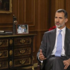 El rey Felipe VI, durante su intervención televisada