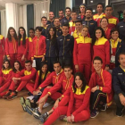 Aláiz, Blanca, Celada, Villacorta y San José junto al resto de la delegación española en el Europeo.