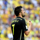David Villa celebra el gol con el que España inauguró la goleada frente a Australia en el adiós al Mundial de Brasil.