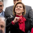 La ministra de Defensa, María Dolores de Cospedal, en un acto oficial en Santa Cruz de Retamar (Toledo).