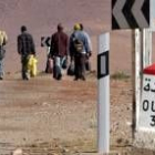 Un grupo de inmigrantes ilegales procedentes de Senegal caminan hacia Oujda, en Marruecos